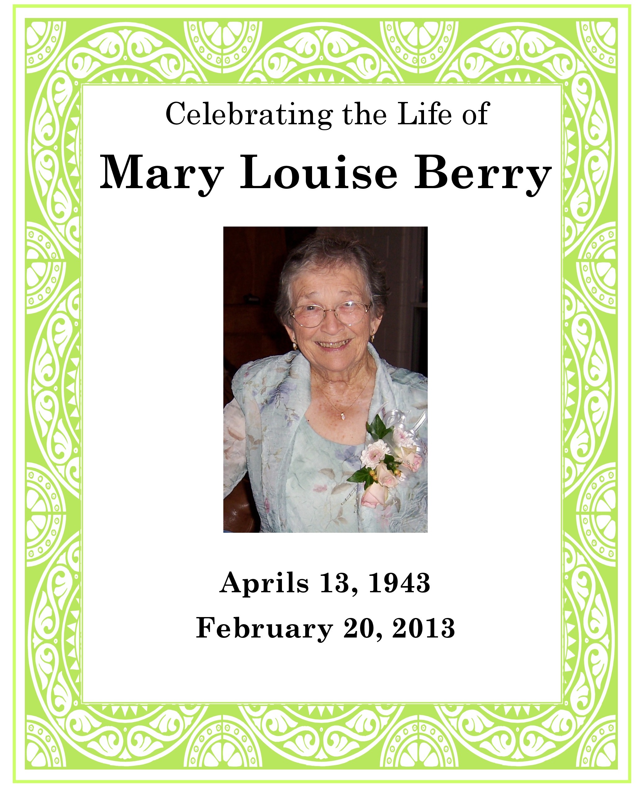 In Loving Memory, Mary Louise Berry2073 x 2549